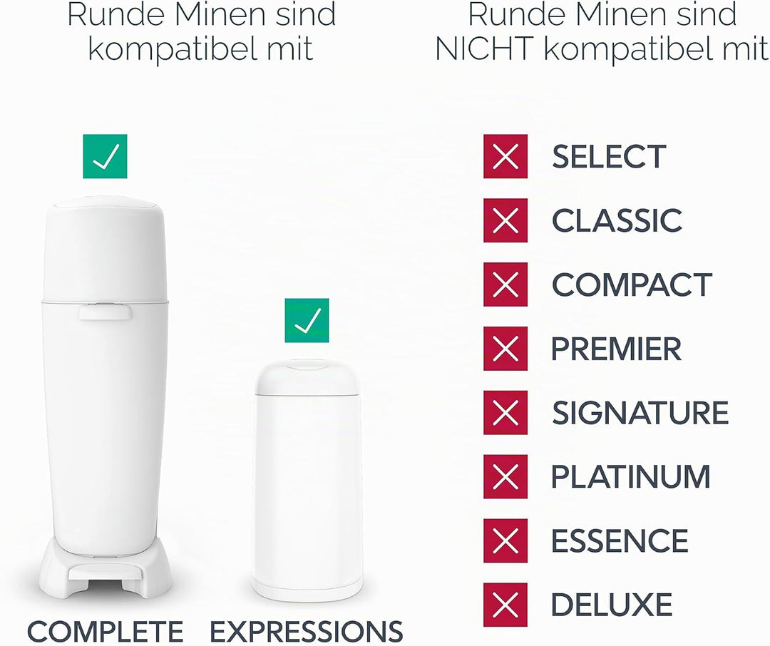 Diaper Genie Essentials Runde Nachfüllpackung, 4er-Pack, für bis zu 1280 Windeln für Neugeborene, mi