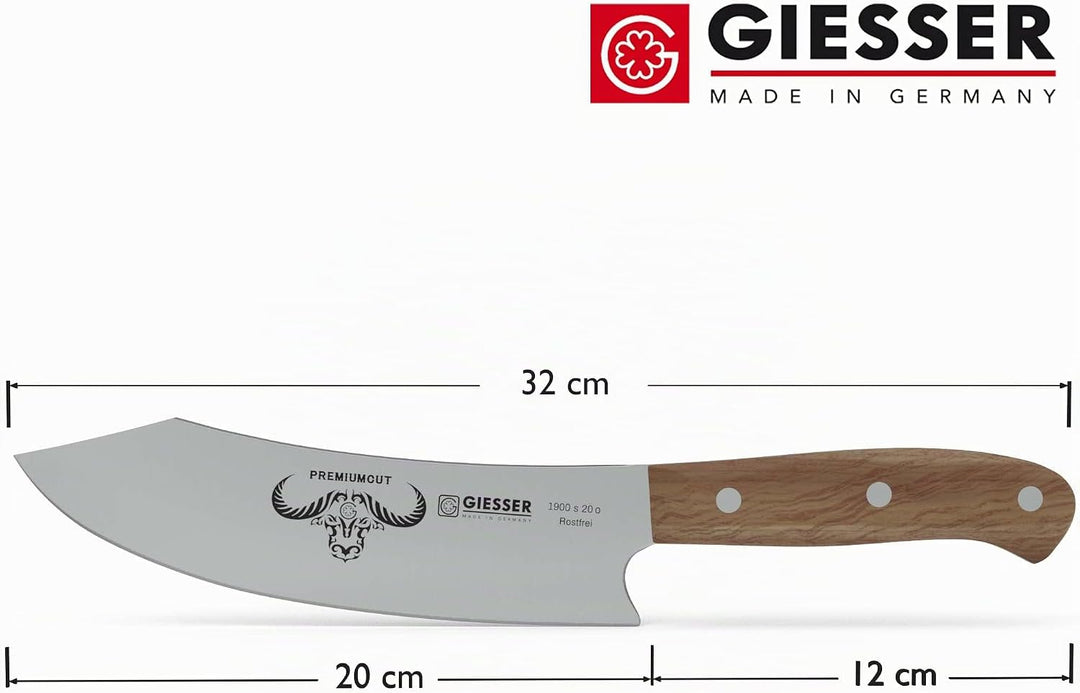 GIESSER seit 1776 - Made in Germany - Kochmesser 20 cm Olivenholz, PremiumCut Chefs No 1, Küchenmess