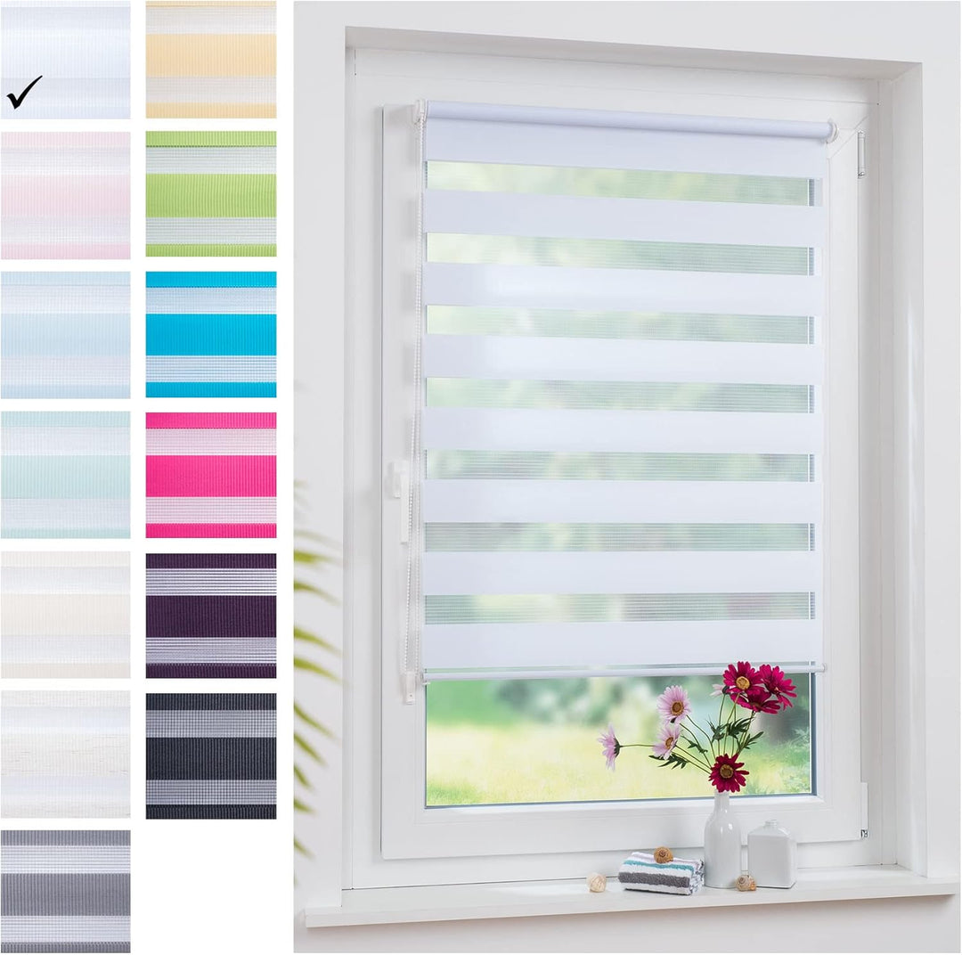 Liedeco® Duo Rollo Klemmfix - 45 x 160 cm Weiss/lichtdurchlässig/stufenlos verstellbar/leichte Innen