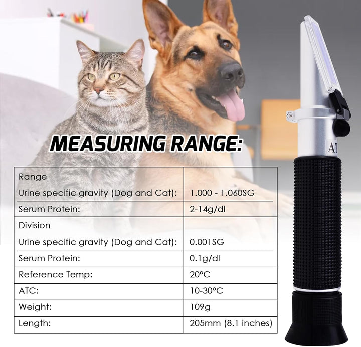 3-in-1-Refraktometer für Tiere, Veterinärrefraktometer, klinisches Refraktometer mit Skala für das s