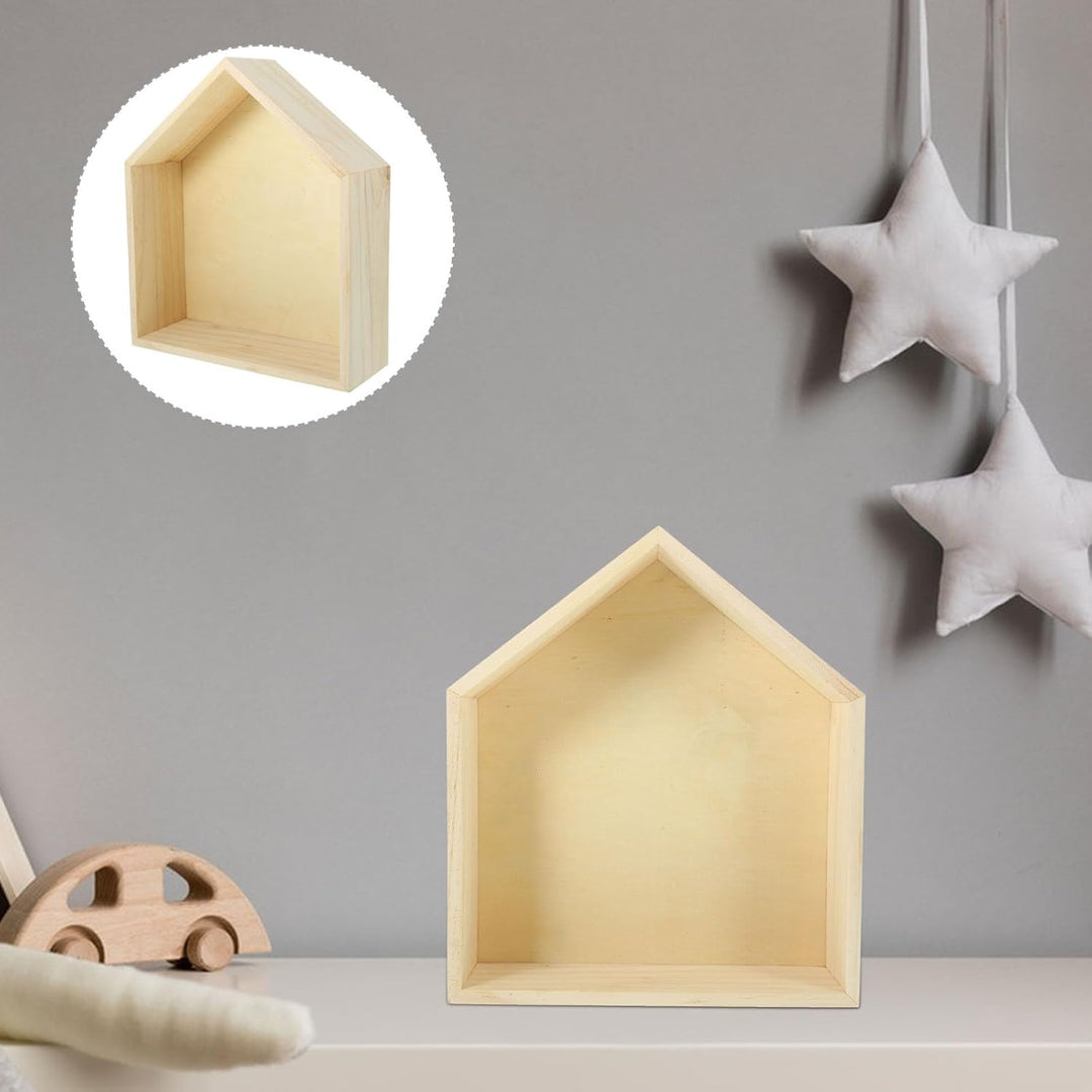 Holz Wandregal Hausform Hängeregal Pentagonal Schwebendes Wandboard für Wohnzimmer Schlafzimmer Büro