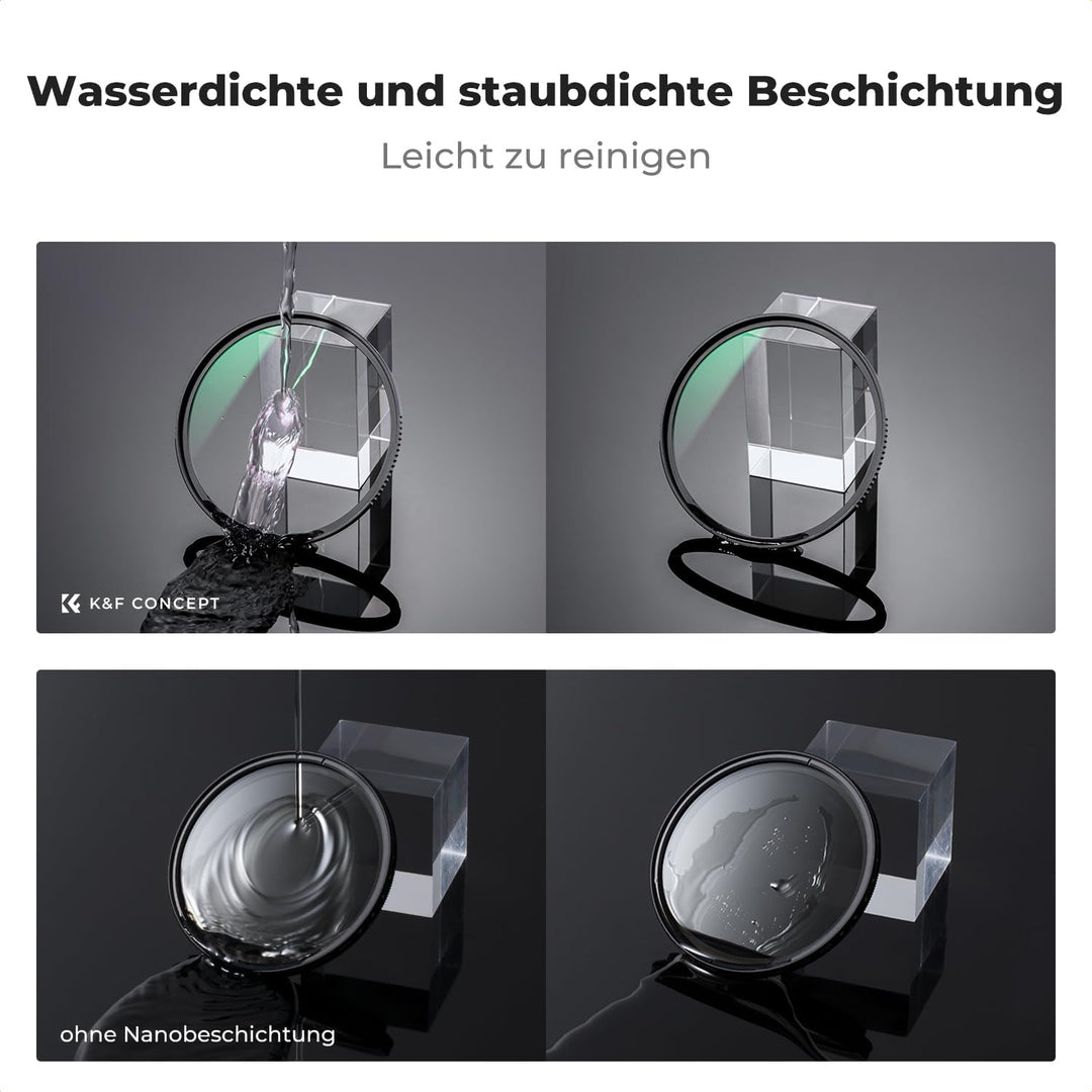 K&amp;F Concept Filter Set,Nano X-Serie Polfilter(CPL Filter),MCUV Filter,2 Objektivdeckel&amp; Aufbewahrung