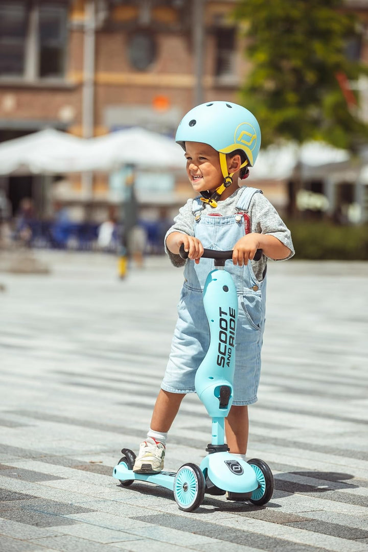 Scoot & Ride Unisex – Babys Highwaykick 1 Kickboard mit Sitz Blau Einheitsgrösse Single, Blau Einhei