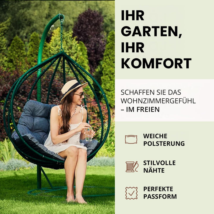 Bjird Hängesessel Kissen, Polster, Auflage für Polyrattan &amp; Rattan Hängeschaukel, Sitzauflage für Hä