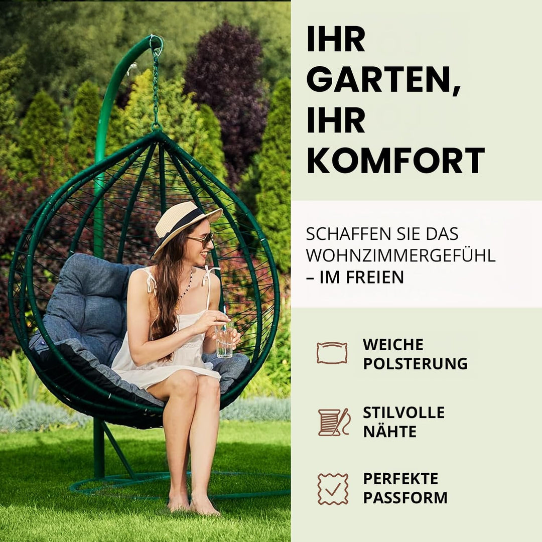 Hängesessel Kissen, Polster, Auflage für Polyrattan & Rattan Hängeschaukel, Sitzauflage für Hängekor