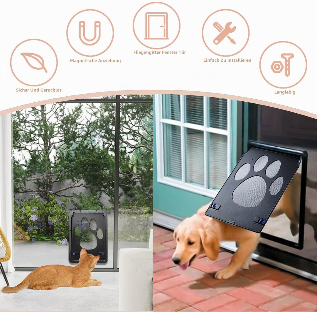 Katzenklappe Hundeklappe für Innentür Aussentür Türen Fenster Fliegengitter Hundeklappen mit Magnet