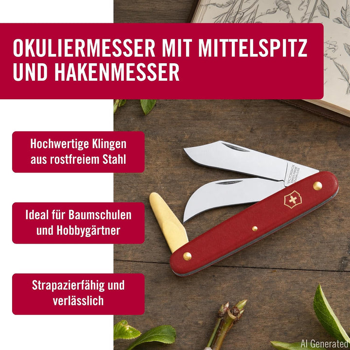 Victorinox, Okulier- und Hakenmesser 3, Garten Taschenmesser, Gärtner und Floristen, Klinge, gebogen