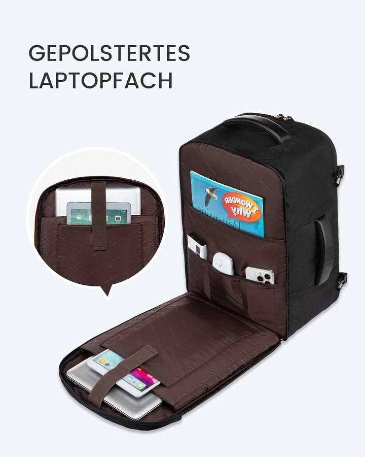 LOVEVOOK Rucksack Handgepäck Flugzeug, Reiserucksack Herren Damen Gross, 40L Cabin Bag Bordgepäck Ru