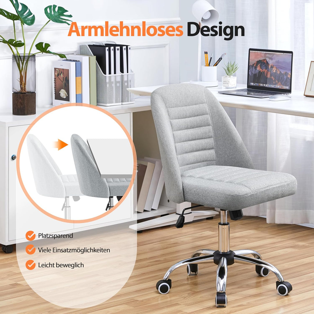 Yaheetech Bürostuhl Schreibtischstuhl Ergonomisch Gepolstert Stoff Drehstuhl mit Rollen Arbeitshocke