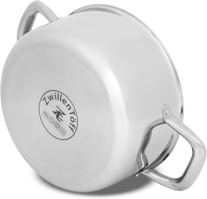 Töpfe und Pfanne Set - Topfset 12-teilig - Edelstahl - mit Glasdeckeln - für alle Herdarten - Silber