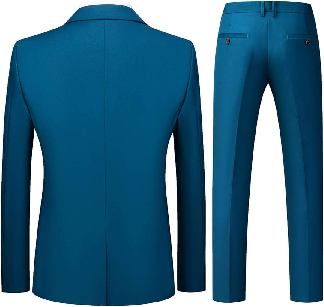 Allthemen Anzug Herren 2 Teilig Slim Fit Hochzeitanzug EIN Knopf Smoking Anzüge Sakko Hose S Blau, S