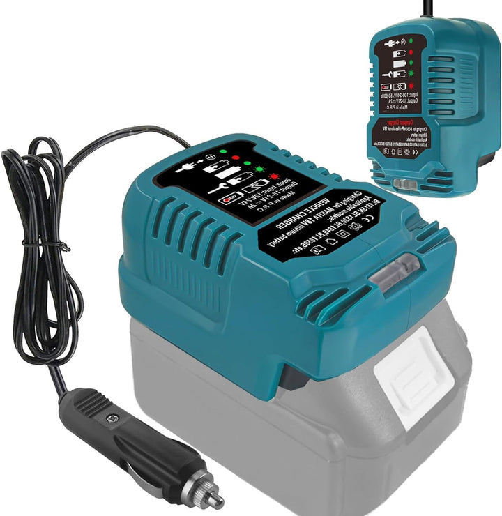 Auto Ladegerät für Makita 18V Akku, Mini-Ladegerätersatz für Makita 18 Volt Batterie BL1815 BL1820 B
