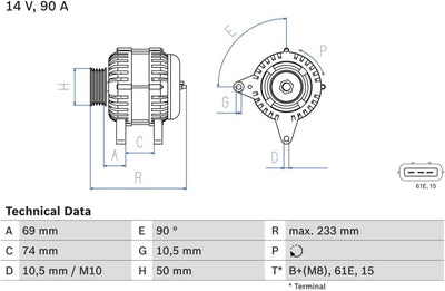 BOSCH 0986040390 Generator