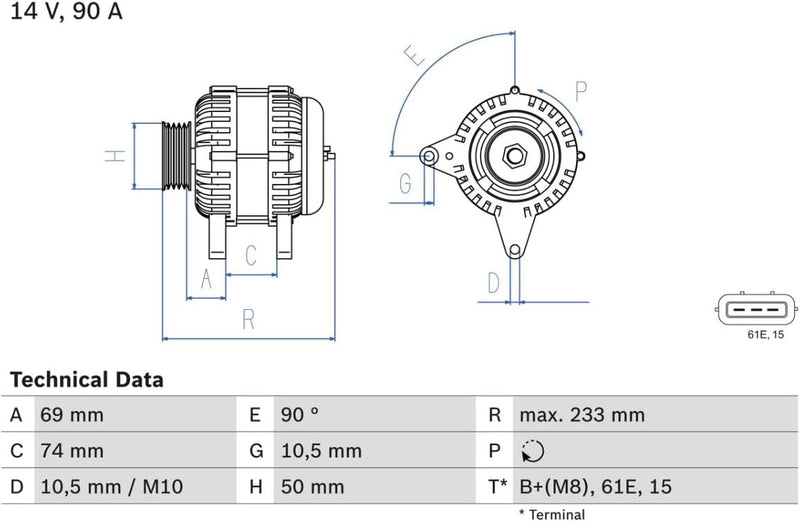 BOSCH 0986040390 Generator