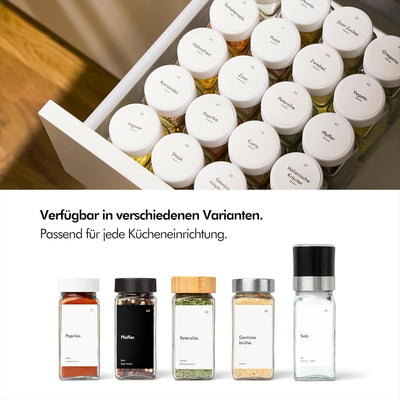 KIVY Gewürzgläser mit Streueinsatz [24x 120ml] + 240 Wasserfeste Label - Luftdichte Gewürzgläser Gol