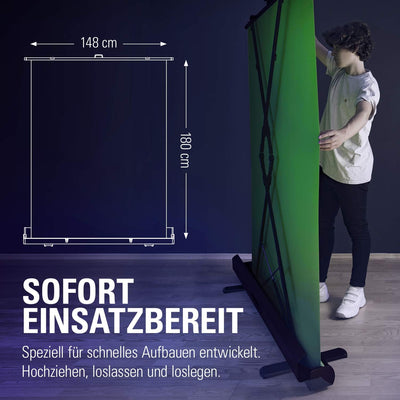 Elgato Green Screen - Ausfahrbares Chroma-Key-Panel, knitterfreies Material, ultraschneller Aufbau,