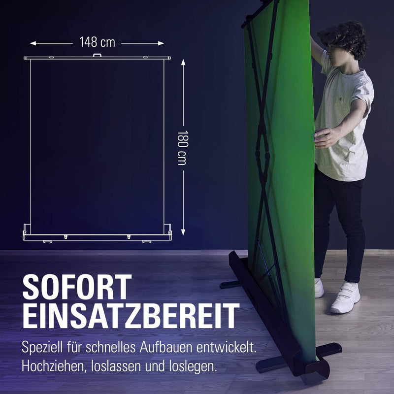Elgato Green Screen - Ausfahrbares Chroma-Key-Panel, knitterfreies Material, ultraschneller Aufbau,
