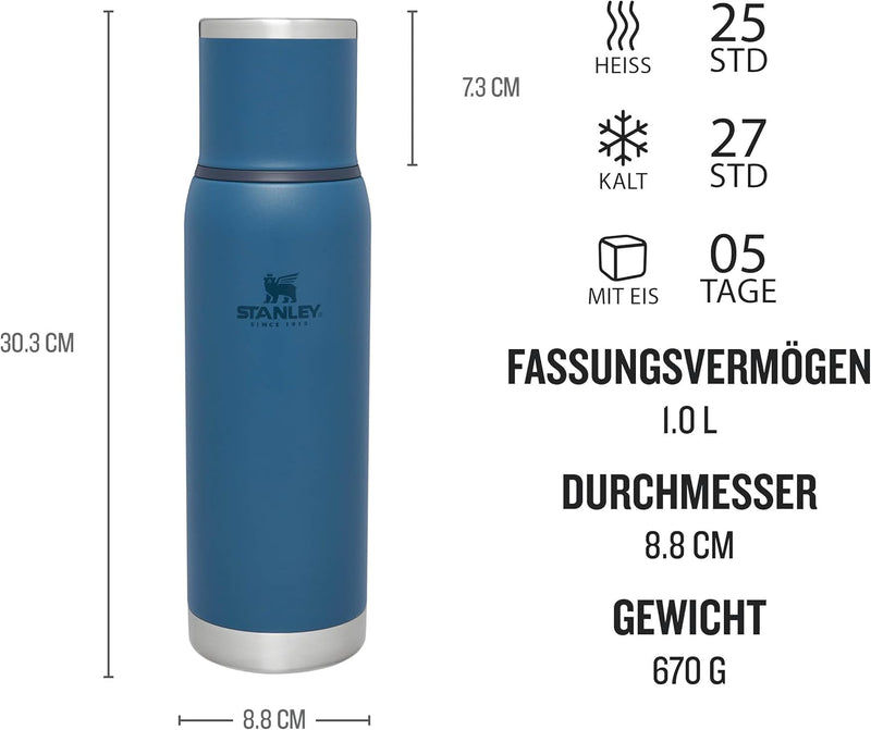 Stanley Adventure To-Go Thermosflasche 1.0L - 25 Stunden Heiss - 27 Stunden Kalt - Auslaufsicher - I