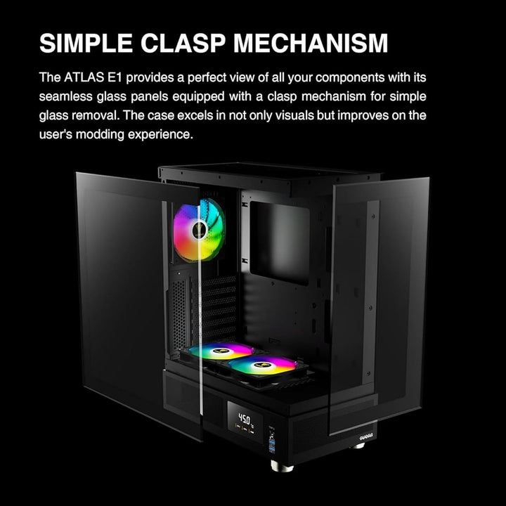 GAMDIAS Atlas E1 ATX Gaming Midi-Tower PC-Gehäuse,Echtzeit-Anzeige mit Software, Enthalten 3 x 120mm