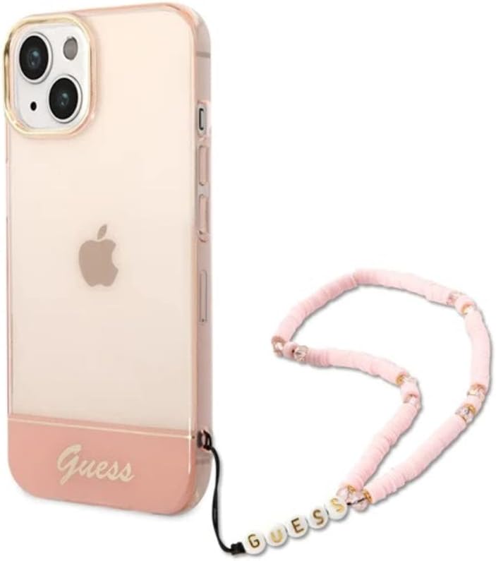 Guess GUHCP14MHGCOHP hülle für iPhone 14 Plus 6,7" rosa/pink hardcase Translucent Pearl Strap, Pink