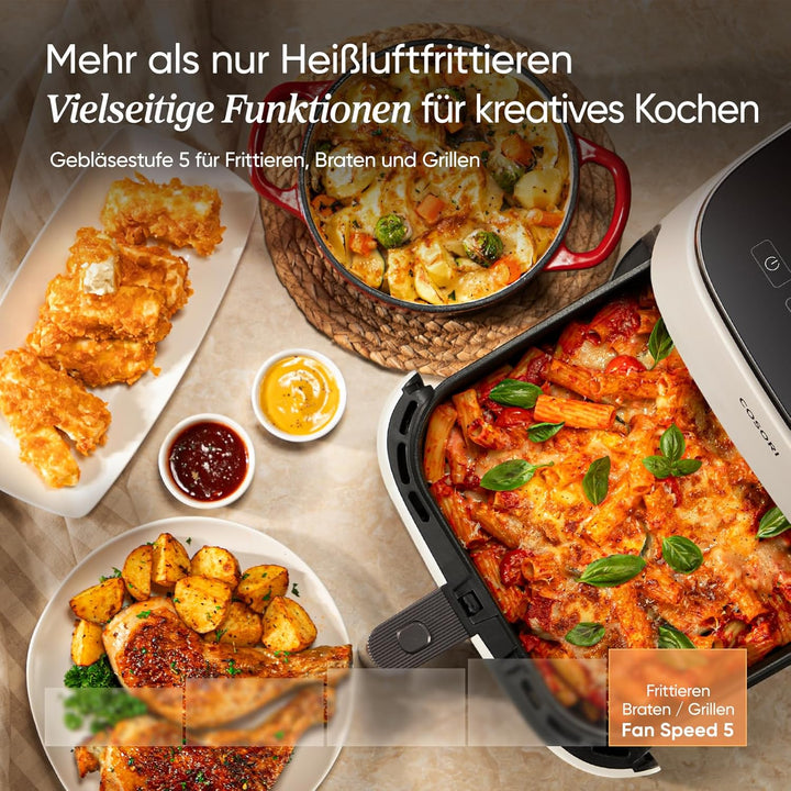 Cosori Turboblaze Heissluftfritteuse Airfryer, 9-in-1 Air Fryer XXL 6L, leiser DC Motor mit 5 Geschw