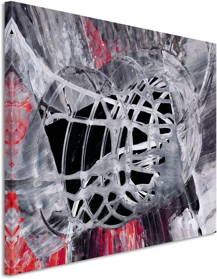 Paul Sinus Art 80x60cm Fotoleinwand Leinwanddruck Kunstdruck Wandbild grau schwarz rot Schliere
