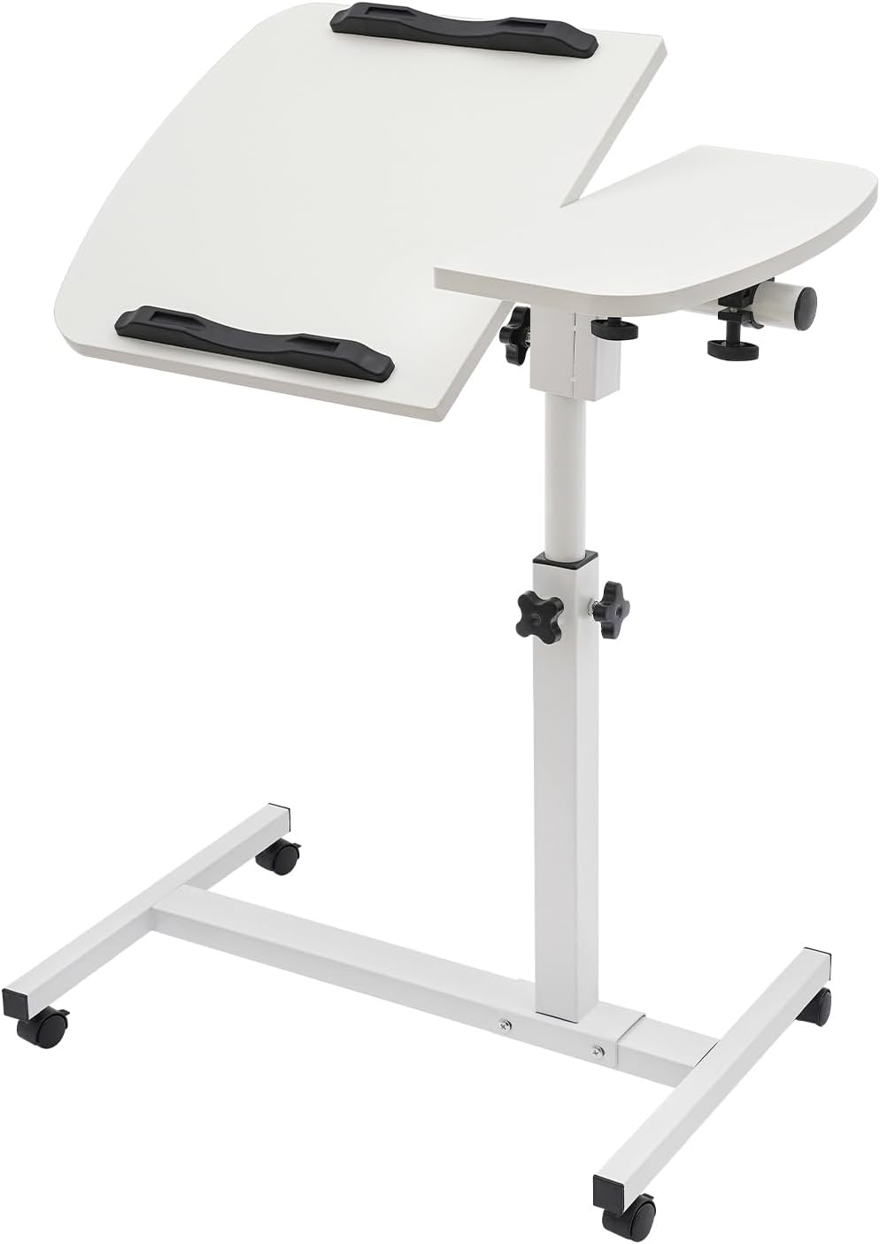 DDZcozy Computertisch Höhenverstellbar Laptoptisch mit Rollen Weiss Schreibtisch Beistelltisch für W