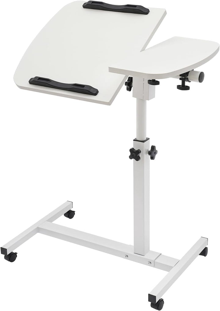 DDZcozy Computertisch Höhenverstellbar Laptoptisch mit Rollen Weiss Schreibtisch Beistelltisch für W