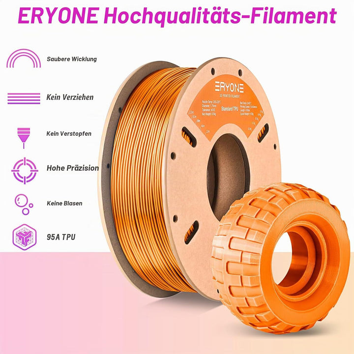 ERYONE TPU Filament 1.75mm, 3D Drucker Filament,Flexible TPU Filament, TPU 95A, Massgenauigkeit +/-