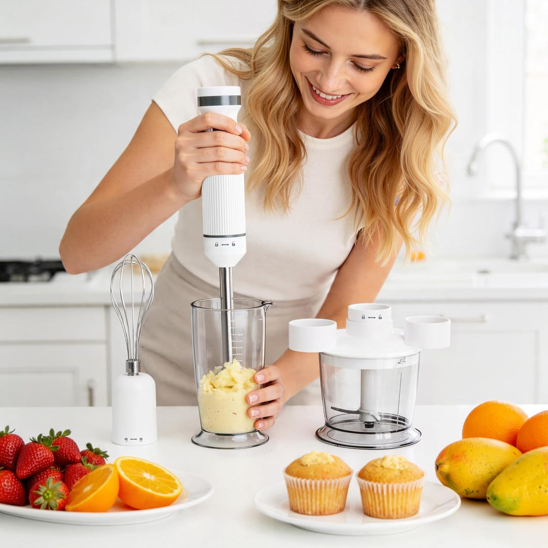 Ribelli Elektrischer Stabmixer Set 1200 W, 5-in-1 Pürierstab, Hand Blender mit 20 Geschwindigkeitsst