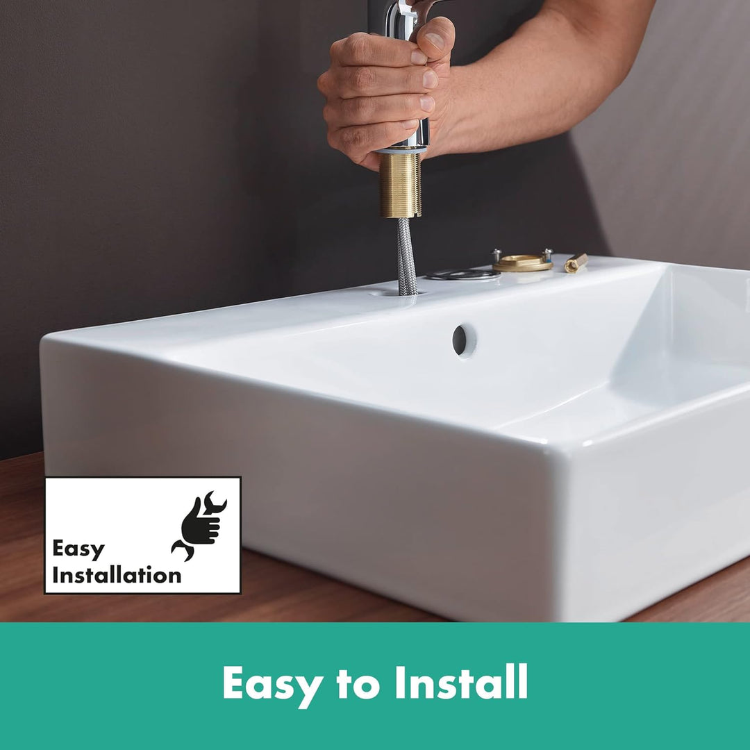 hansgrohe Wasserhahn Talis S (Armatur mit Auslauf Höhe 100mm und Zugstangen-Ablaufgarnitur) Chrom