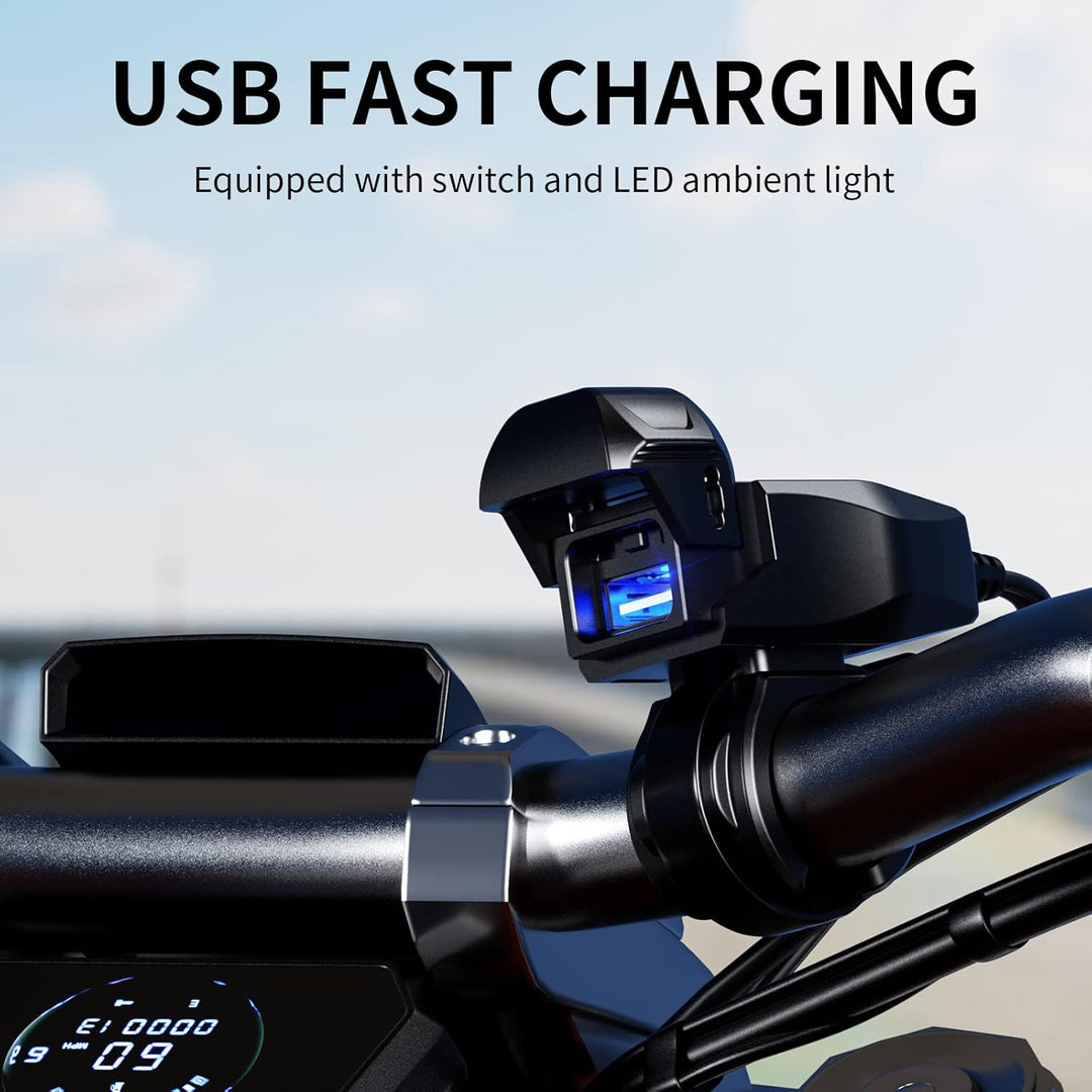 Kewig Motorrad-USB-Ladegerät SAE-auf-USB-Adapter Wasserdichtes Motorrad-Ladegerät, DC 9V-24V Motorra