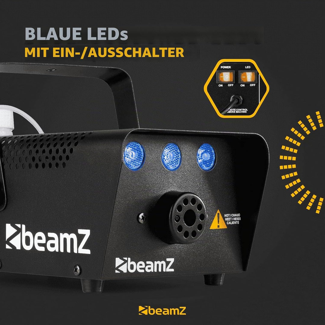 BeamZ S700-LED Ice Mini Nebelmaschine mit Lichteffekt in Blau, 700 Watt, Party Rauchmaschine, Fog Ma