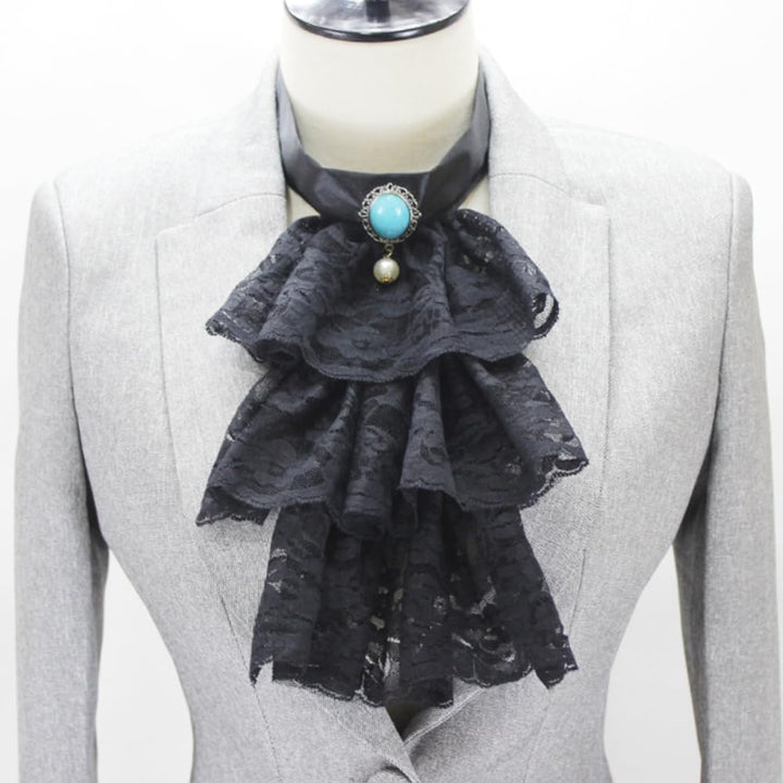 Elegtiskas Detachable Dickey Collar Victorian Lace Jabot Neck Ruff Collar Fake Collar S-M 245black,