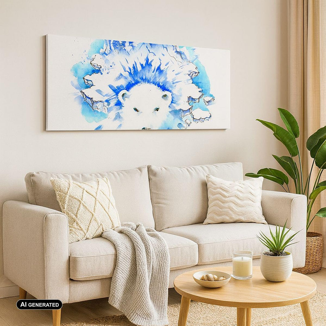 Wandbilder Dekoration Wohnzimmer Bär Eis Winter Arktis Panorama Bilder auf Leinwand 120x50cm Leinwan