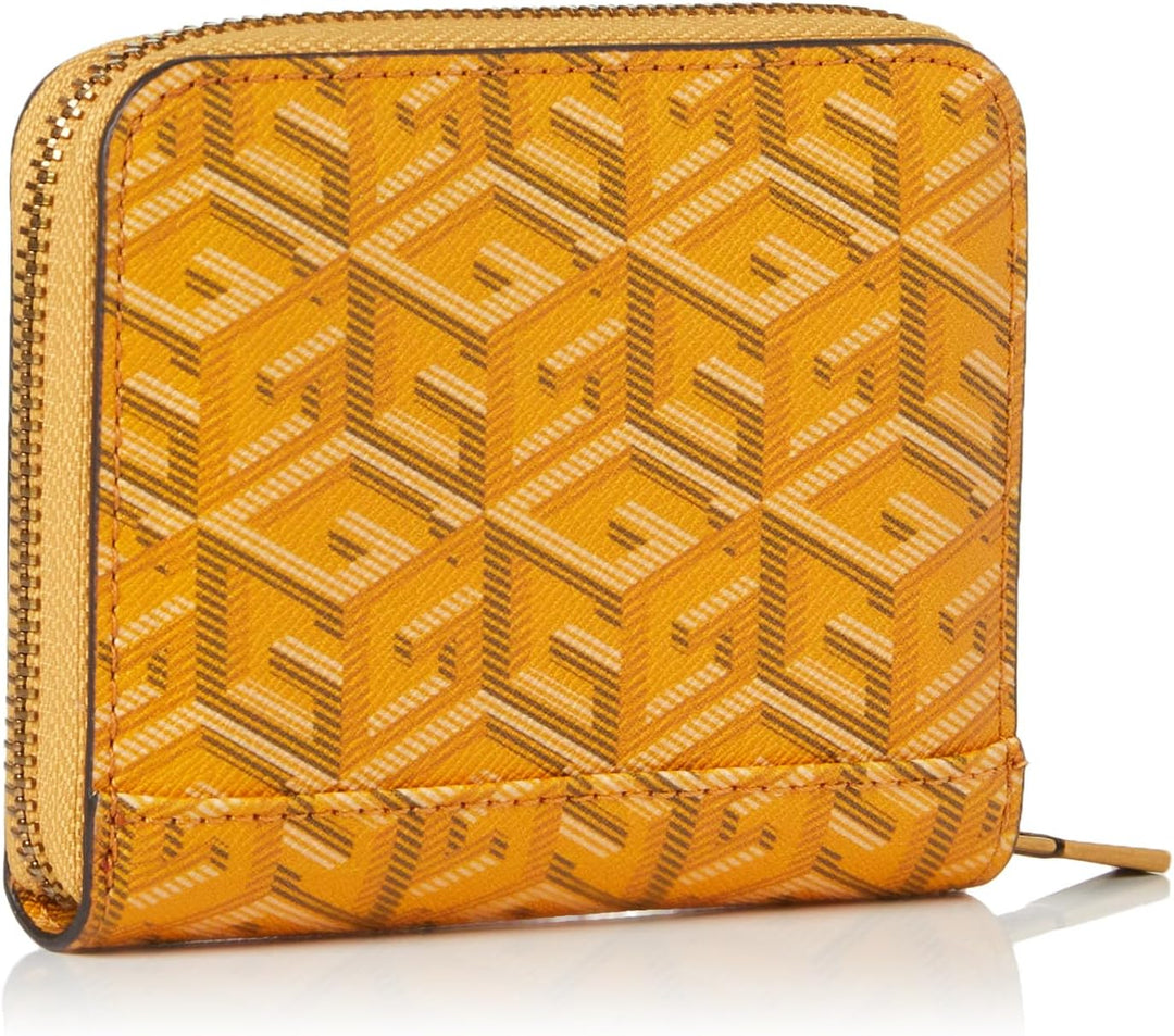 GUESS Damen Laurel SLG Small Zip Around Bag Gelbes Logo, Gelbes Logo