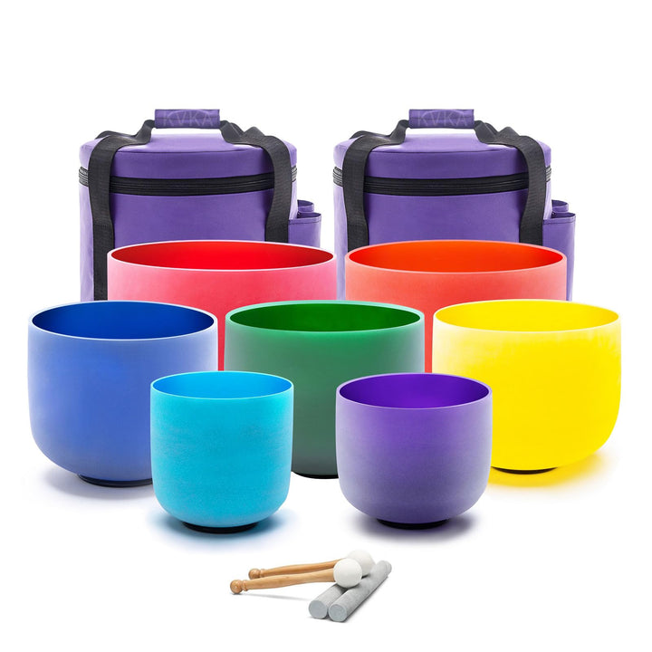 KVKA 432Hz Klangschale 6-12 Zoll Crystal Singing Bowls Colored Chakra Quartz Bowls for Sound Healing
