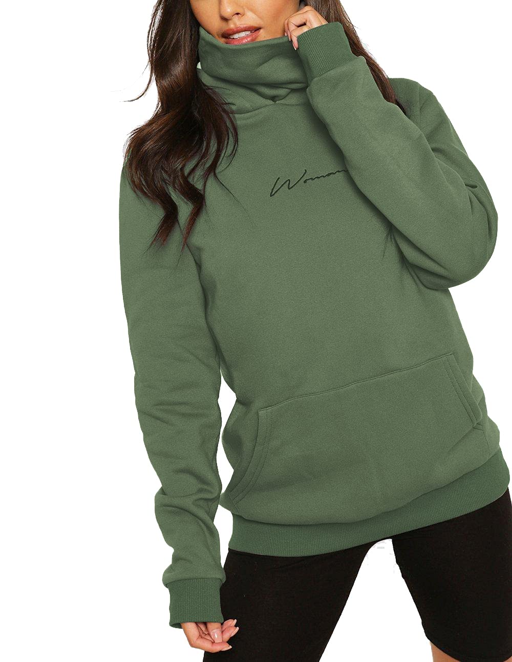 TrendiMax Damen Hoodie Kapuzenpullover Langarm Sweatshirt Winter Pullover Hochkragen Sweatjacke Kapu