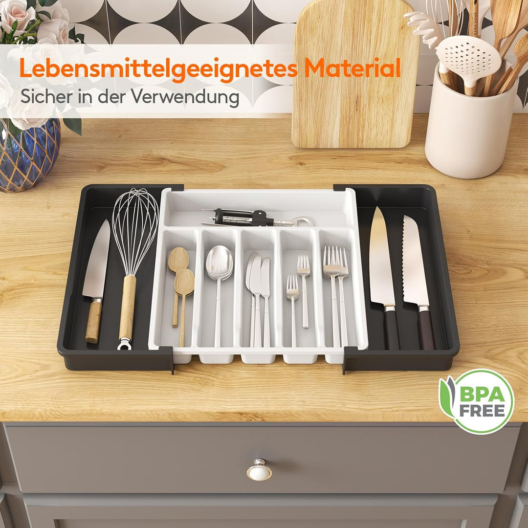 Lifewit Besteckhalter, erweiterbarer Utensilienhalter für Schublade, verstellbarer Besteckkasten, ko