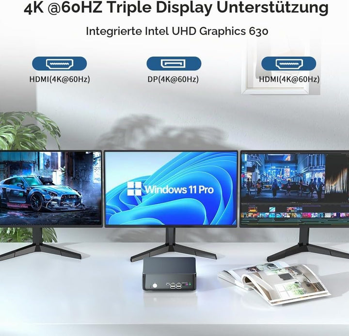Thdeukoty Mini PC mit Core i9-9880H 2,3 bis zu 4,8GHz, 64G DDR4 1T NVME SSD, Windows 11 Pro Desktop