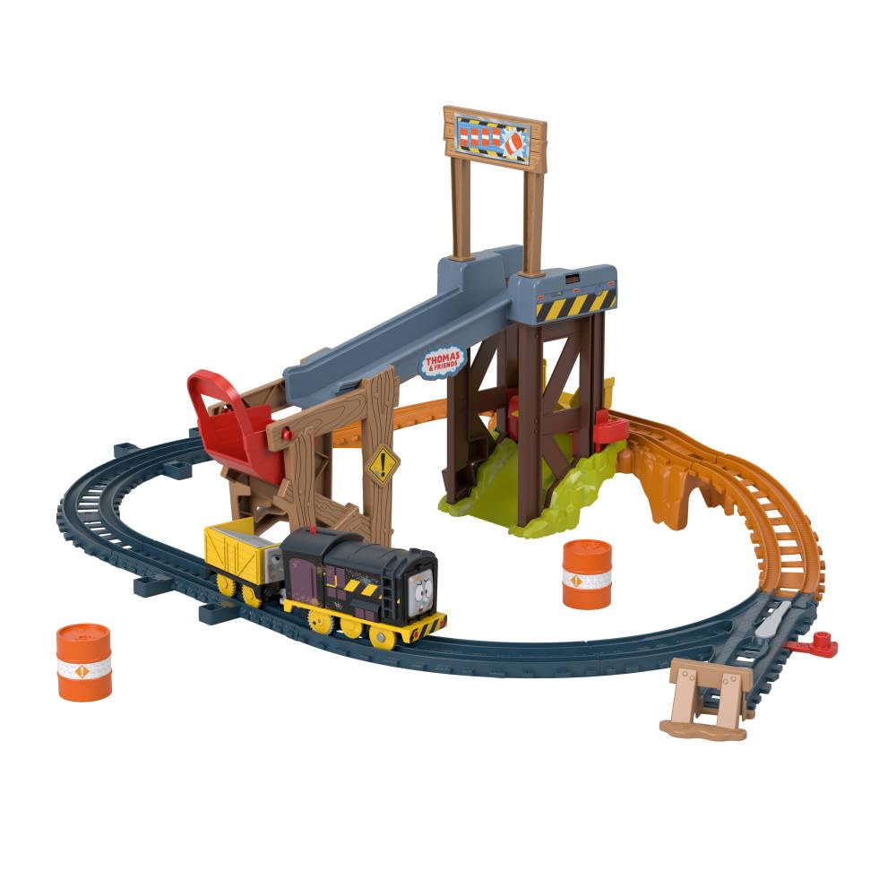 Thomas & Friends batteriebetriebenes Spielzeugeisenbahn-Set Diesels Baustellen-Set mit Schienen und