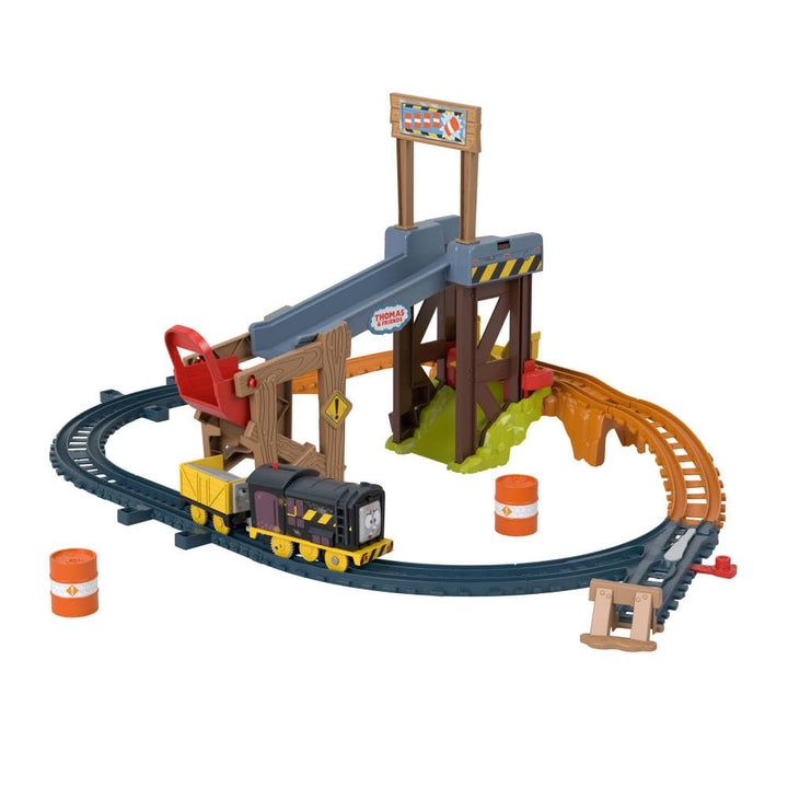 Thomas & Friends batteriebetriebenes Spielzeugeisenbahn-Set Diesels Baustellen-Set mit Schienen und