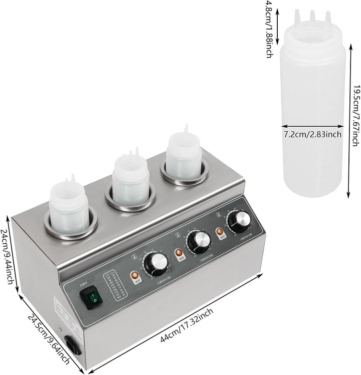 Elektrischer Sossenwärmer Kommerziell, DREI-Flaschen-Käsedispenser für Gastronomie, Saucenstation mi