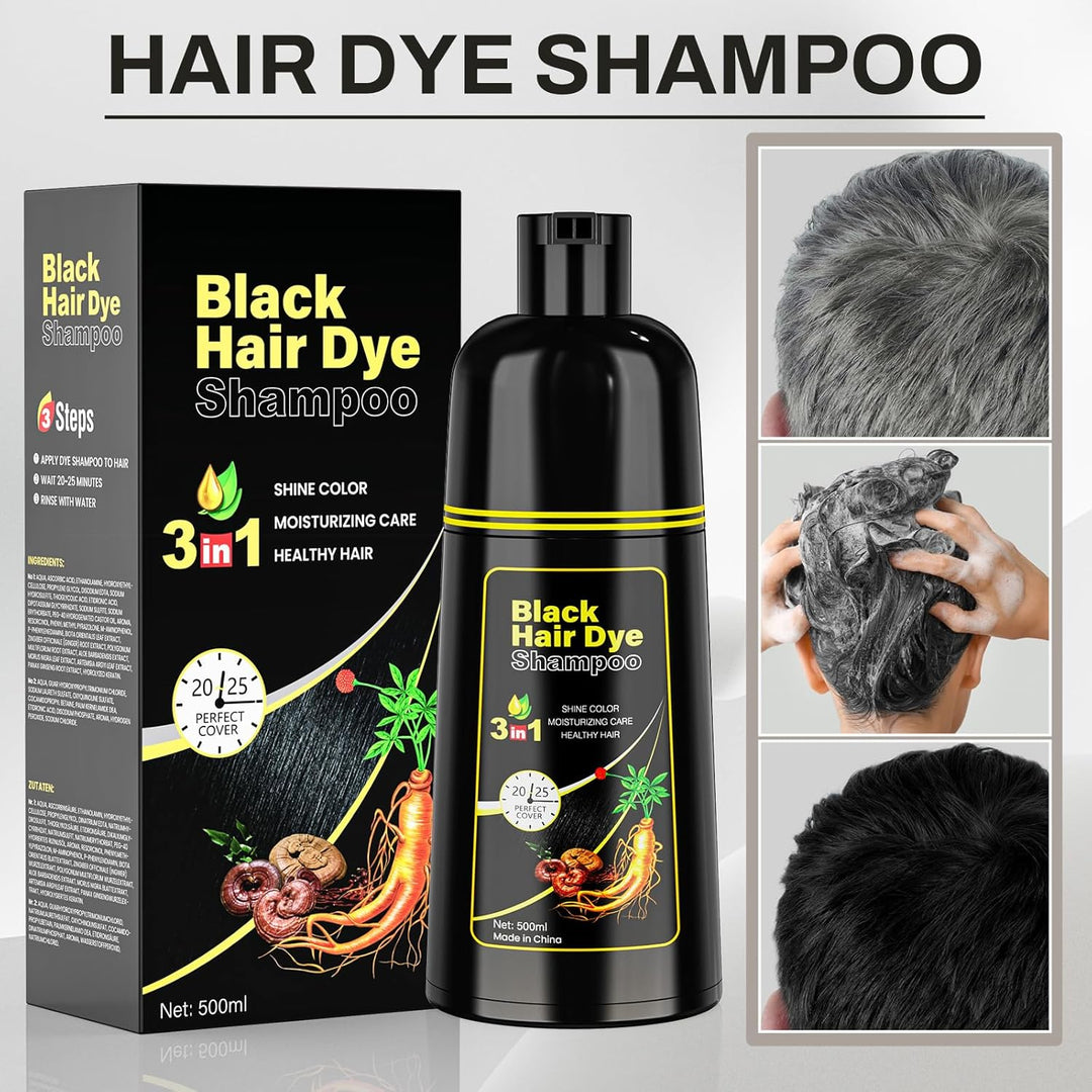 Schwarzes Haarfärbe black hair dye shampoo 3 in 1 Haarfärbe shampoo für Frauen & Männer für graue De