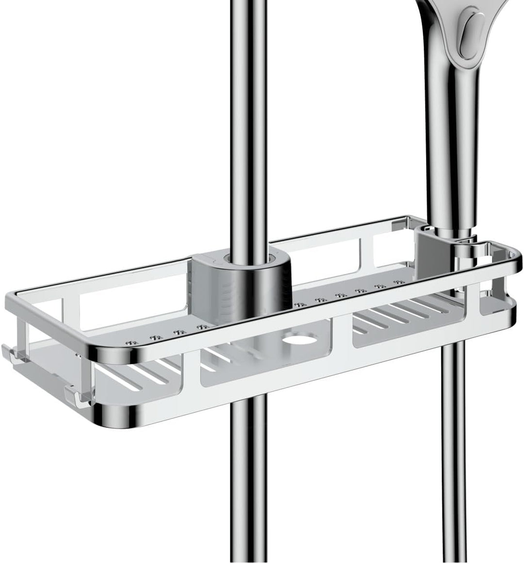 WENKO Duschablage Libertà Chrom, Duschregal mit Haken und Duschkopfhalter aus Kunststoff, Anbringung
