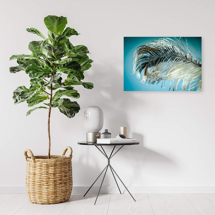 Wanddeko Feder Leinwandbild Kunstdruck abstrakt Blau 100x70 cm M14243 100x70 cm, M14243 100x70 cm
