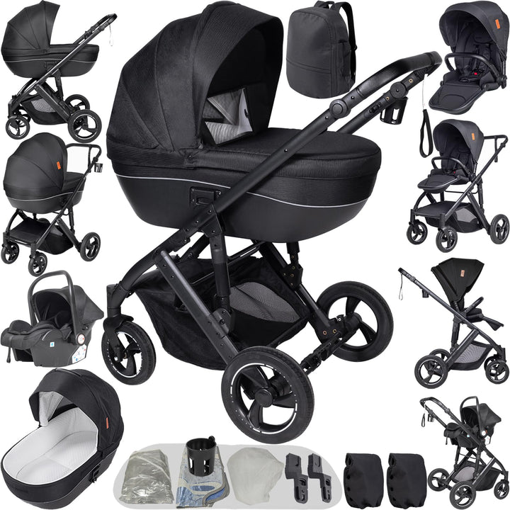 Kinderwagen 4 in 1, Buggy mit Zwei Umkehrbaren Schiebemodi, Kinderwagen mit Rahmen Aluminiumlegierun