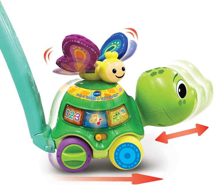 VTech Walking Turtle, Ziehspielzeug für Babys ab 12 Monaten, Version mit Gehhilfe, Spanisch (3480-54