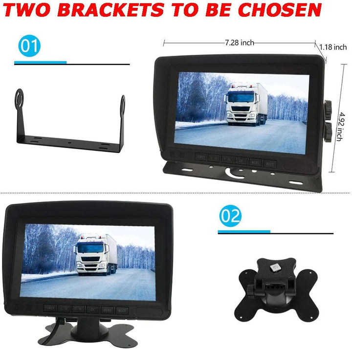 4Pin 17,8cm (7 Zoll) TFT LCD HD Farbmonitor mit Sonnenschutz-Halterung, wasserdicht 18LED Nachtsicht