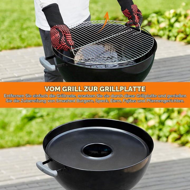 onlyfire Feuerplatte, Ø 54,5cm Grillring, Grillplatte für Weber 57cm Holzkohle Kugelgrill, Räucherof